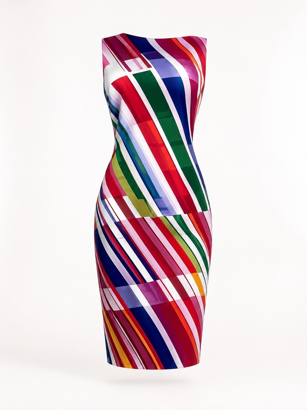 Calvin Klein Multicolor Striped Sleeveless Sheath Dress